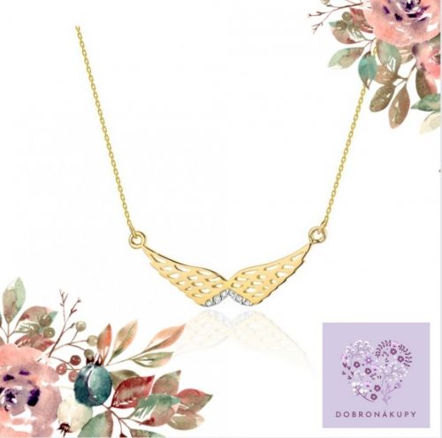 Diamantový náhrdelník s andělskými křídly a ve žlutém zlatě